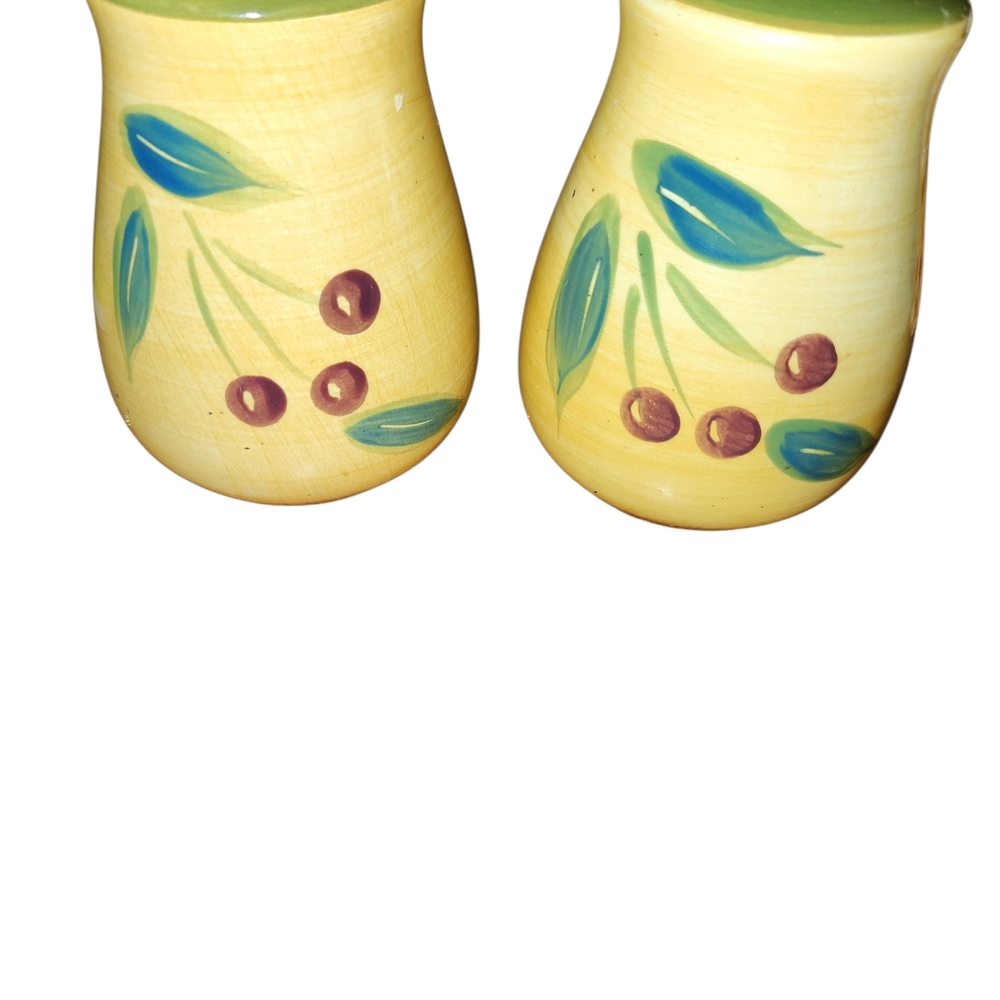 Hand-Painted Ceramic Vases - Yellow and Green